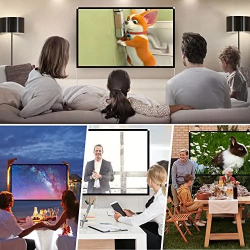 AODIOU 100 Inch Portable Projector Screen with Stand 2.84 kg (6.27 lb) | Foldable Anti-Crease Outdoor Movie Screen thumbnail 3