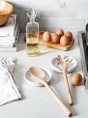 LE TAUCI Ceramic Spoon Rest, 4.8 Inch | White Kitchen Spoon Holder for Stove & Counter thumbnail 4