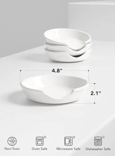 LE TAUCI Ceramic Spoon Rest, 4.8 Inch | White Kitchen Spoon Holder for Stove & Counter thumbnail 6