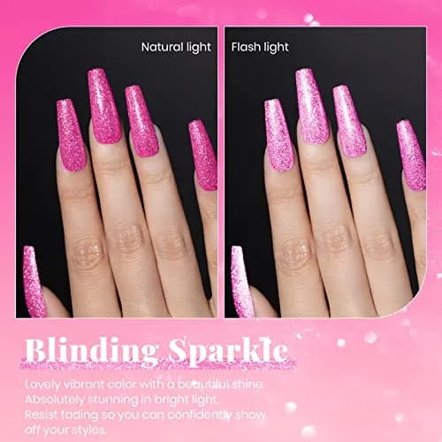 Beetles Glitter Gel Nail Polish - 15ml Hot Pink Reflective Diamond Color | 0.51 Fl Oz (15ml) UV/LED Cure thumbnail 2