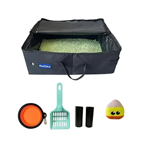 PetLike Portable Collapsible Cat Litter Box Medium Black Set | Leak-Proof Travel Tray Carrier thumbnail 1