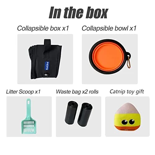 PetLike Portable Collapsible Cat Litter Box Medium Black Set | Leak-Proof Travel Tray Carrier thumbnail 2