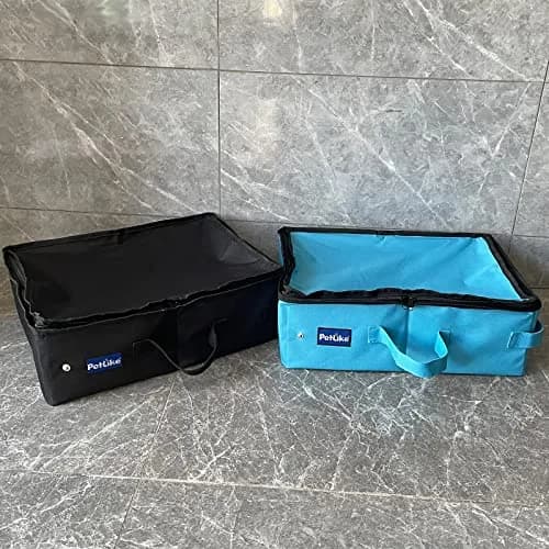 PetLike Travel Cat Litter Box Medium Aqua Set | Collapsible Portable Tray Carrier for Small Medium Cats thumbnail 9