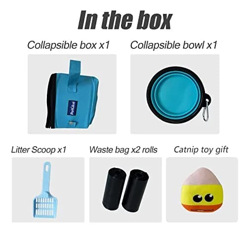 PetLike Travel Cat Litter Box Medium Aqua Set | Collapsible Portable Tray Carrier for Small Medium Cats thumbnail 2