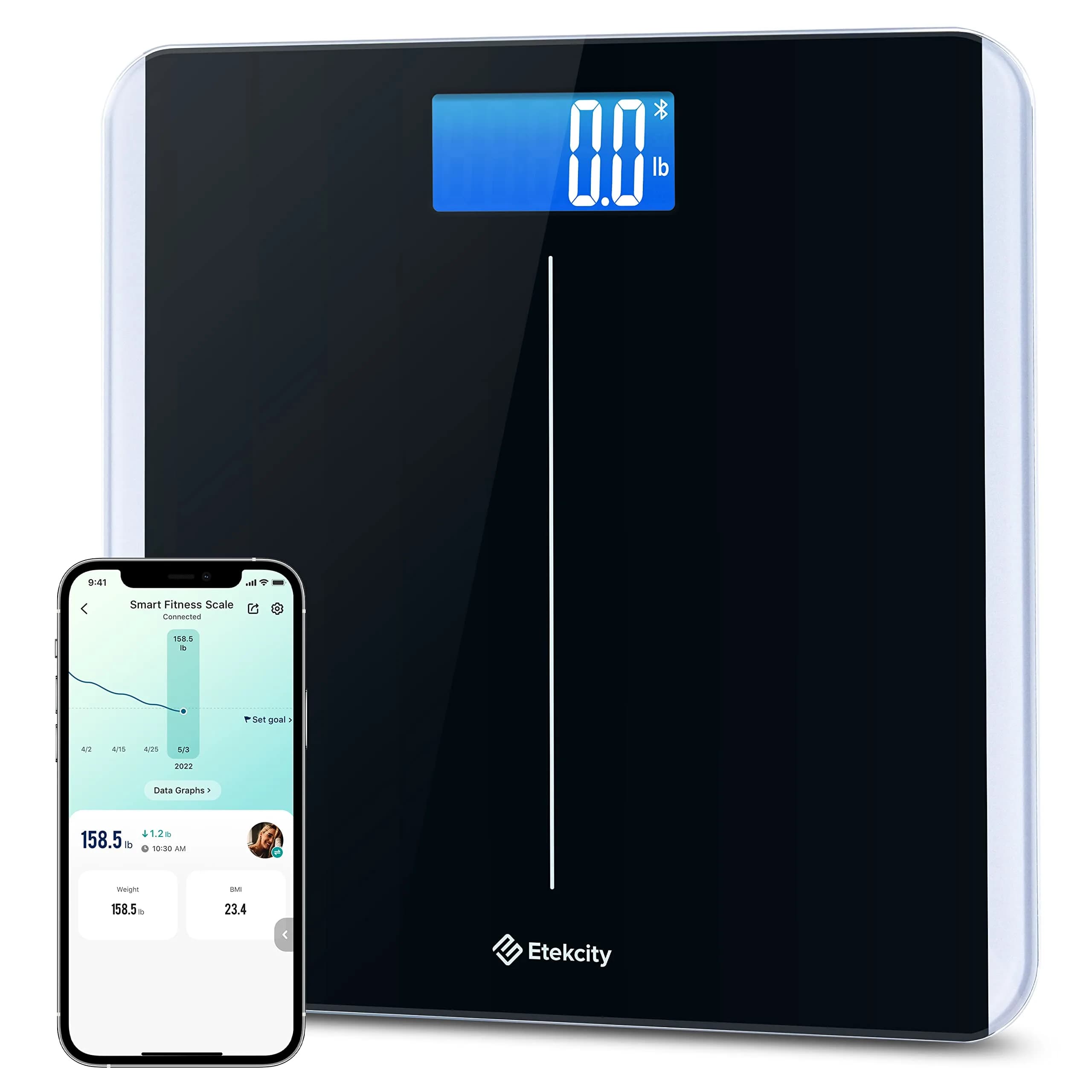 Etekcity Smart Digital Bathroom Scale for Body Weight and BMI, Black | 180 kg (400 lb) Capacity - main product image