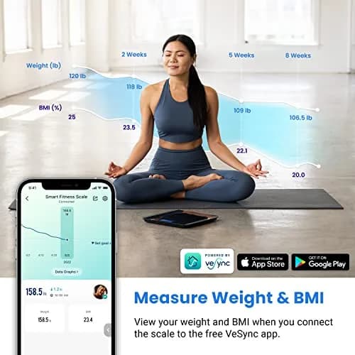 Etekcity Smart Digital Bathroom Scale for Body Weight and BMI, Black | 180 kg (400 lb) Capacity thumbnail 2