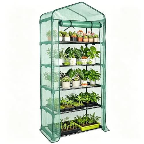 Worth Garden 5-Tier Mini Sun Shade Greenhouse 75" H x 27" L x 19" W | Protects Plants from Sun, Heat & Rain thumbnail 1