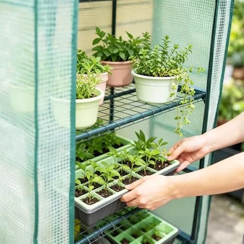 Worth Garden 5-Tier Mini Sun Shade Greenhouse 75" H x 27" L x 19" W | Protects Plants from Sun, Heat & Rain thumbnail 4
