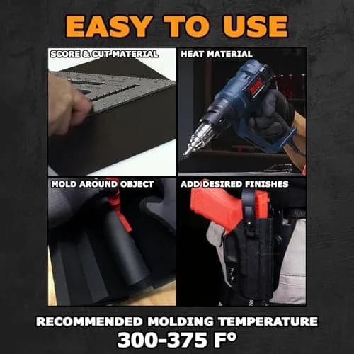 Holstex Kydex V Thermoform Sheet - P1 Texture Black 0.060in (1.52mm) | DIY Holster Making & Cosplay Material (2-Pack) thumbnail 5