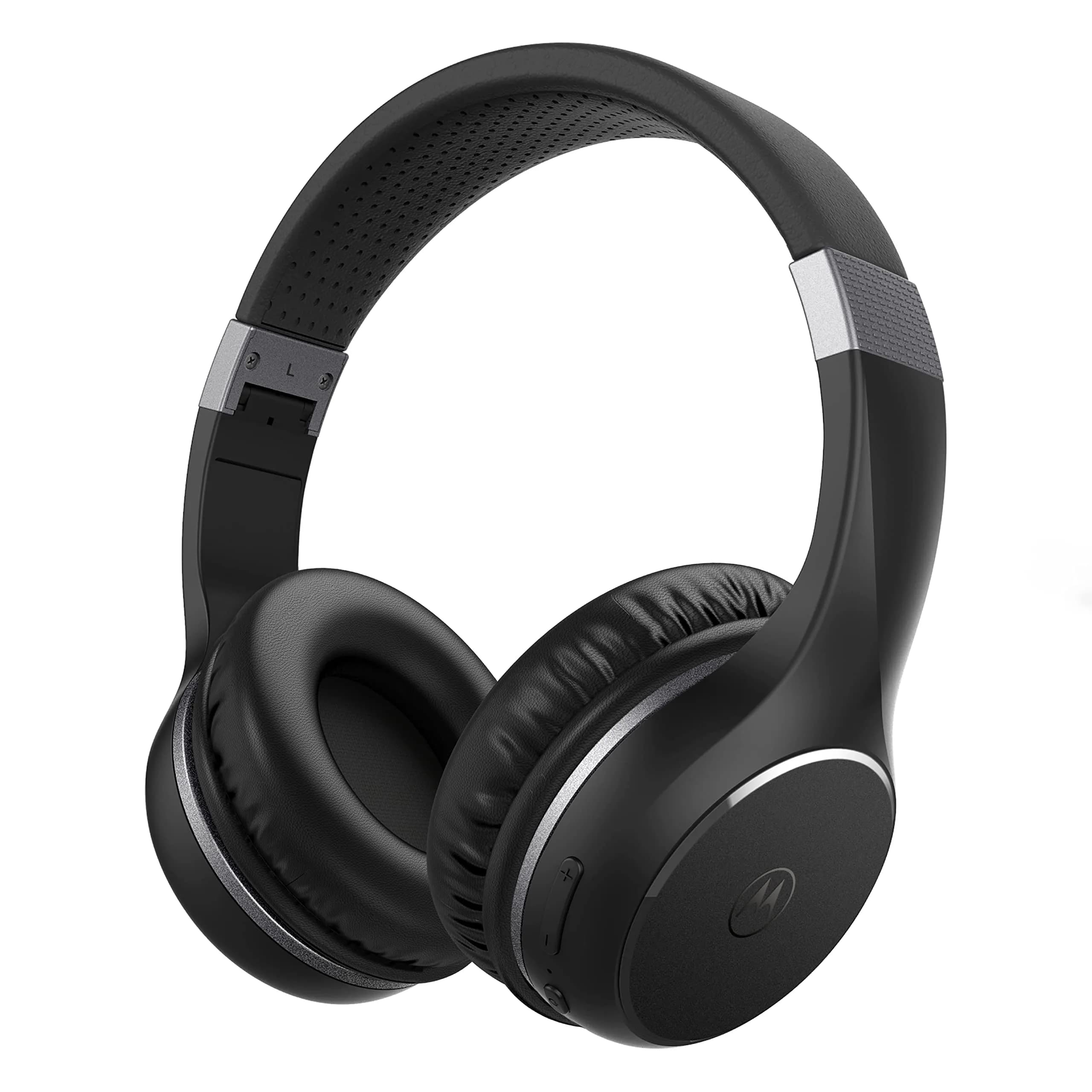 Motorola Sound Moto XT220 Wireless Headphones with Microphone, Foldable Over-Ear, Adjustable Headband, Dynamic Bass, White — Black