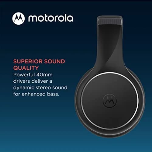 Motorola Sound Moto XT220 Bluetooth Wireless Headphones with Mic, Foldable Over-Ear, 40mm Drivers | Black thumbnail 4
