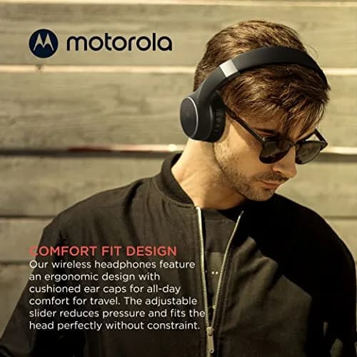 Motorola Sound Moto XT220 Bluetooth Wireless Headphones with Mic, Foldable Over-Ear, 40mm Drivers | Black thumbnail 5