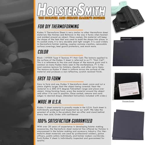 Holstex Kydex V Thermoform Sheet P1 Texture 1.52mm (0.060in) Black | 8 Pack for Holster Making thumbnail 6