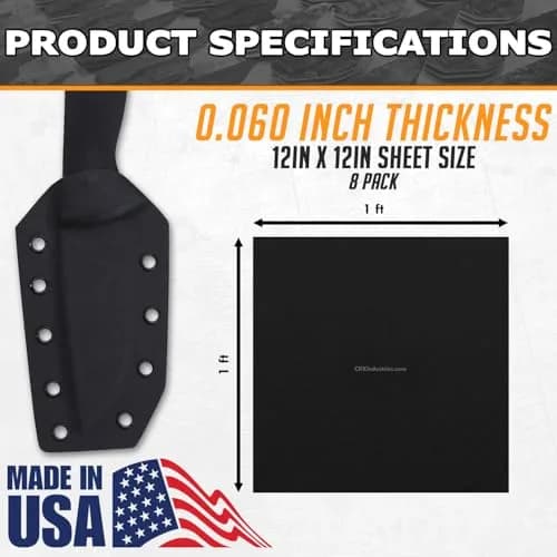 Holstex Kydex V Thermoform Sheet P1 Texture 1.52mm (0.060in) Black | 8 Pack for Holster Making thumbnail 3
