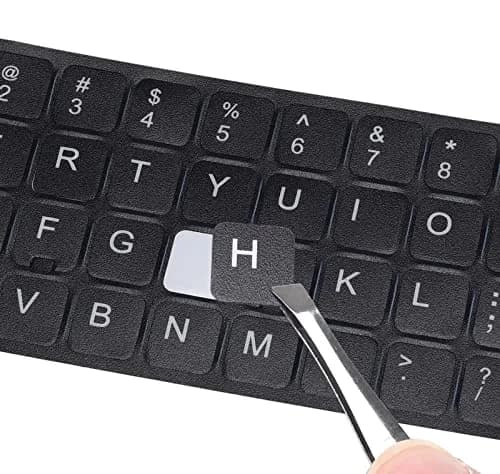 DAMMOMKO English Keyboard Stickers with Tweezer | Black Background, White Lettering (2-Pack) thumbnail 1
