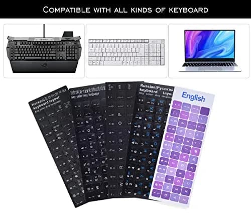 DAMMOMKO Korean Keyboard Stickers for Laptop - 2 Pack with Tweezer | Bilingual English-Korean Letter Print thumbnail 6