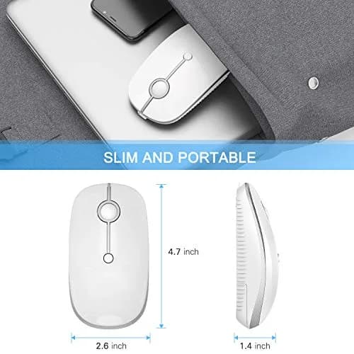 VssoPlor Type-C Wireless Mouse, USB C MacBook Wireless Mouse, White Silver | 3-Level DPI Adjustable, Rechargeable, Quiet Click thumbnail 7