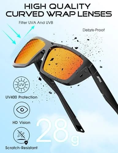 ATTCL Polarized Fishing Sunglasses Men Anti Glare TR90 Wrap Around UV400 | Lightweight, Impact-Resistant thumbnail 5