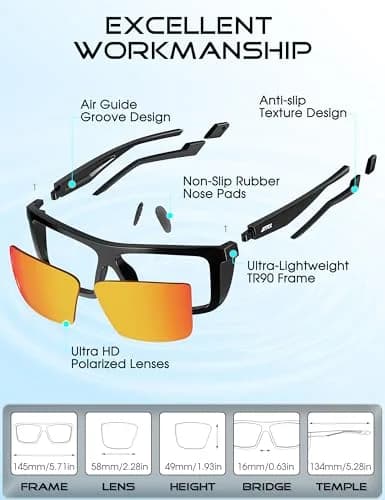 ATTCL Polarized Fishing Sunglasses Men Anti Glare TR90 Wrap Around UV400 | Lightweight, Impact-Resistant thumbnail 7