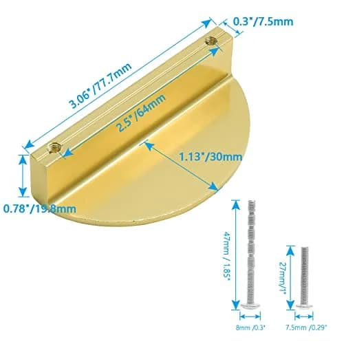 Jiozermi Half Moon Cabinet Pulls Gold 78mm (3 inch) | Modern Aluminum Alloy Hardware thumbnail 3