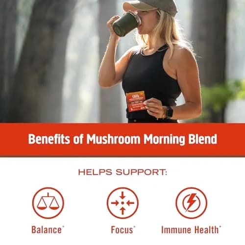 OM MUSHROOM SUPERFOOD Morning Energy Blend – Mushroom Drink Mix with Cordyceps, Lion’s Mane, Rhodiola & Vitamin D2 | Natural Energy & Focus thumbnail 3