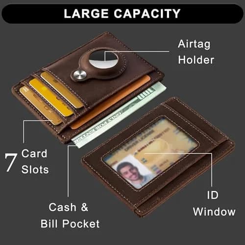 Hawanik Slim Minimalist Front Pocket RFID Wallet 8.3cm x 10.4cm | Compact Leather Card Holder with Cash Pocket thumbnail 3