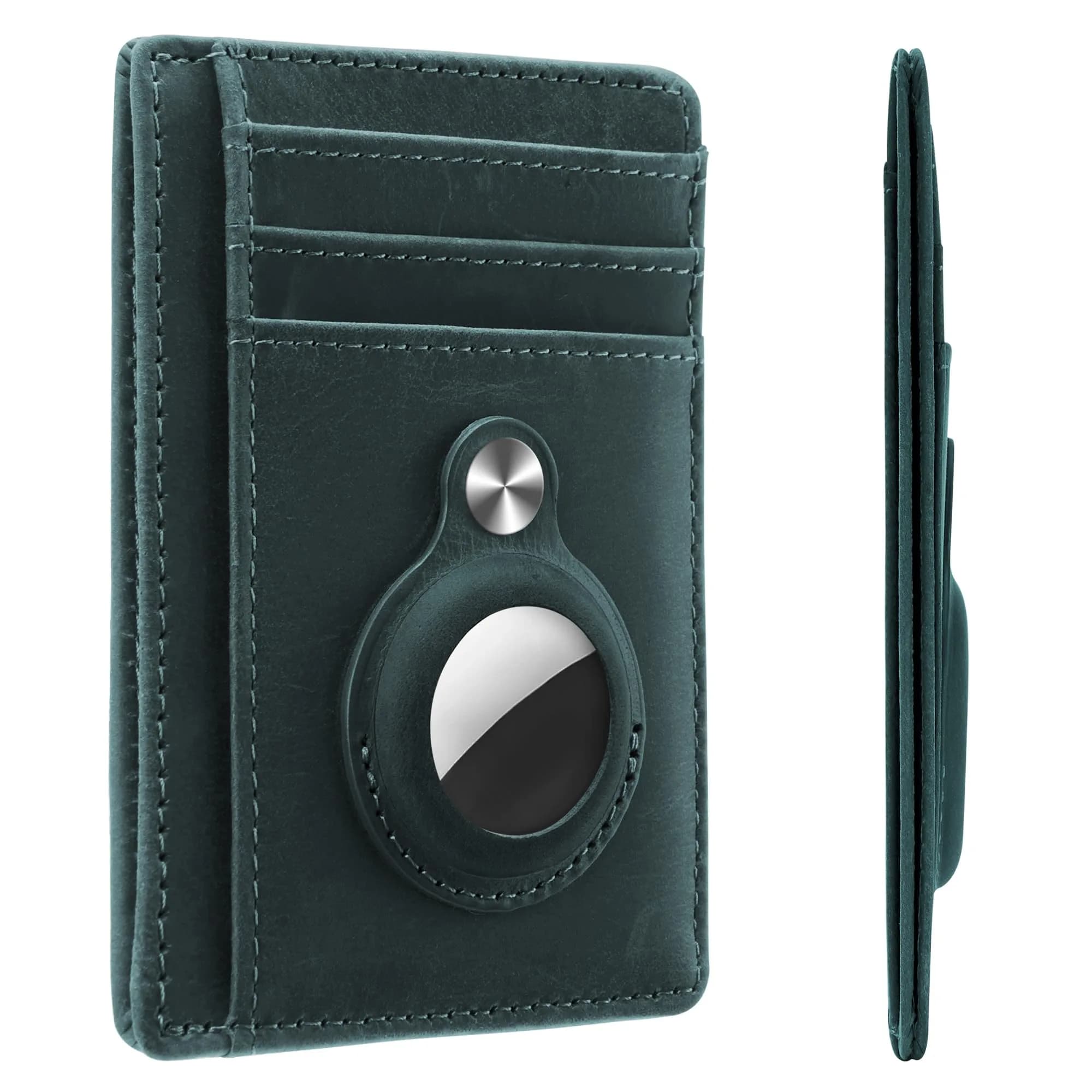 Hawanik Slim Minimalist Front Pocket Air Tag Wallet Thin Card Holder Wallet | RFID Protected, Genuine Leather, Compact for Men
