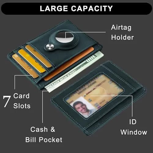 Hawanik Slim Minimalist Front Pocket Air Tag Wallet Thin Card Holder Wallet | RFID Protected, Genuine Leather, Compact for Men thumbnail 3