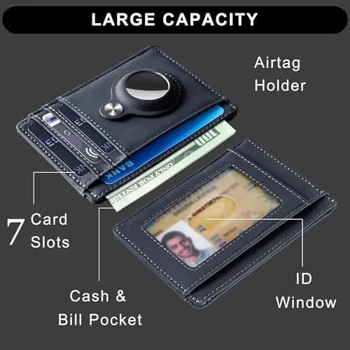Hawanik Slim Minimalist Front Pocket Air Tag Wallet Thin Card Holder Wallet thumbnail 3