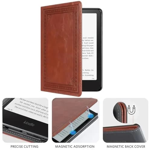 CoBak Case with Stand for Kindle Paperwhite 12th Gen 2024 Released (7") & Colorsoft Signature Edition | Vintage PU Leather Folio with Auto Sleep Wake thumbnail 5