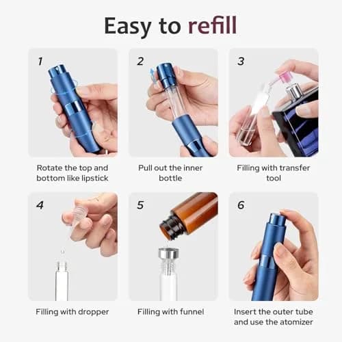 LISAPACK Refillable Perfume Atomizer Spray Bottle 8ml (0.27 Fl Oz) | Twist-Up Leak-Proof Design for Travel thumbnail 7