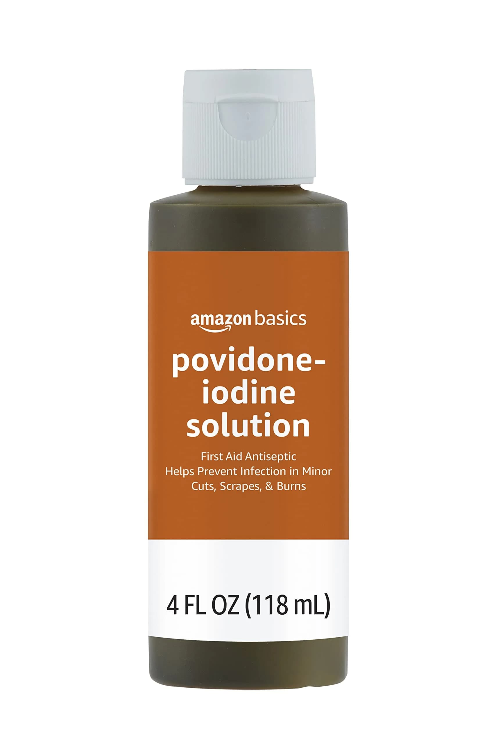 Amazon Basics First Aid Antiseptic Povidone Iodine Solution 10% 236ml (8 Fl Oz) Pack of 4 | Antiseptic for Wounds — 4 Fl Oz