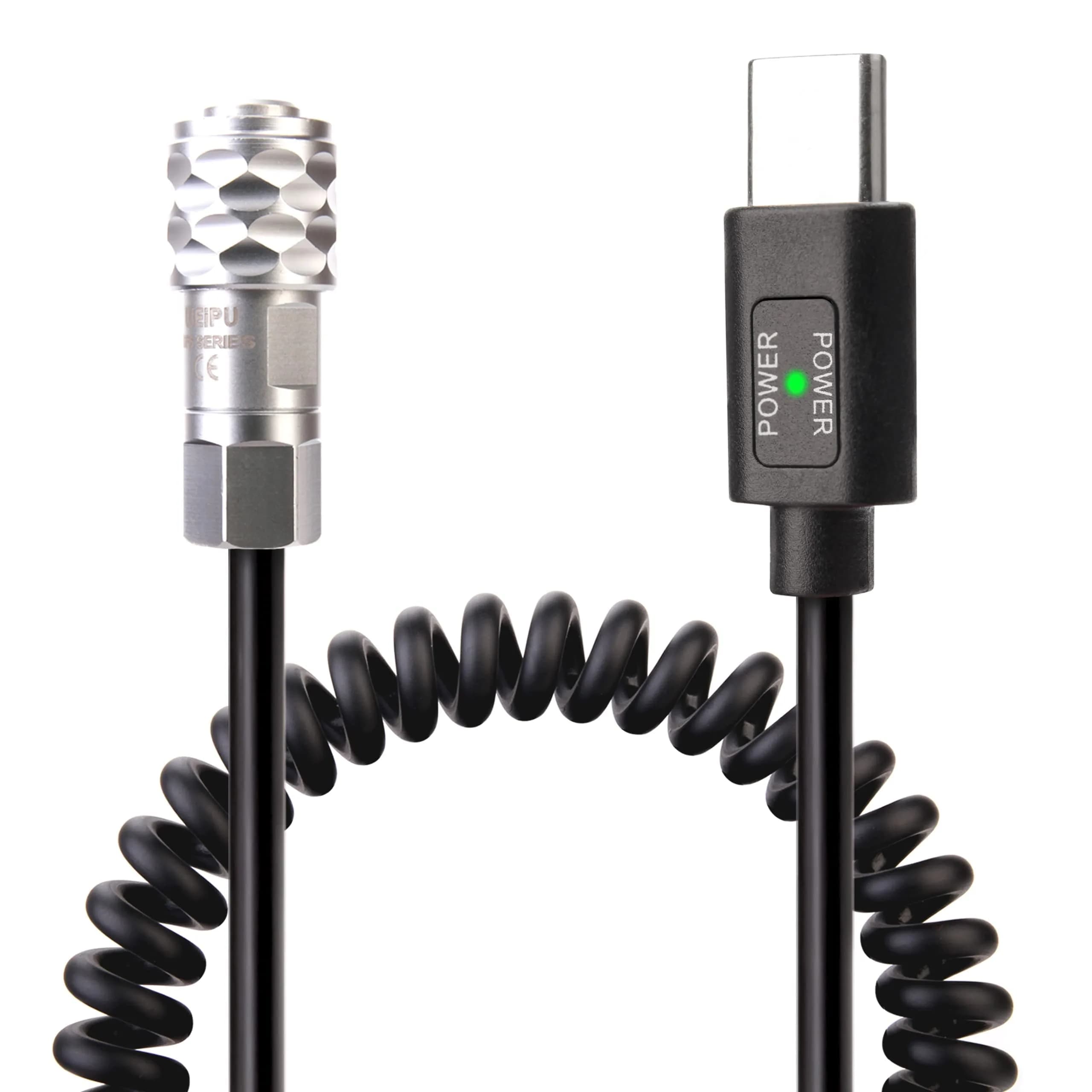 KOERTACOO USB-C PD to BMPCC 4K/6K Coiled Power Cable 42cm (16.5in) | Powers Camera from USB-C PD Source - main product image