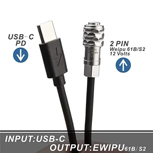 KOERTACOO USB-C PD to BMPCC 4K/6K Coiled Power Cable 42cm (16.5in) | Powers Camera from USB-C PD Source thumbnail 4