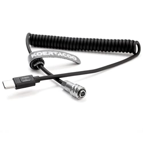 KOERTACOO USB-C PD to BMPCC 4K/6K Coiled Power Cable 42cm (16.5in) | Powers Camera from USB-C PD Source thumbnail 7