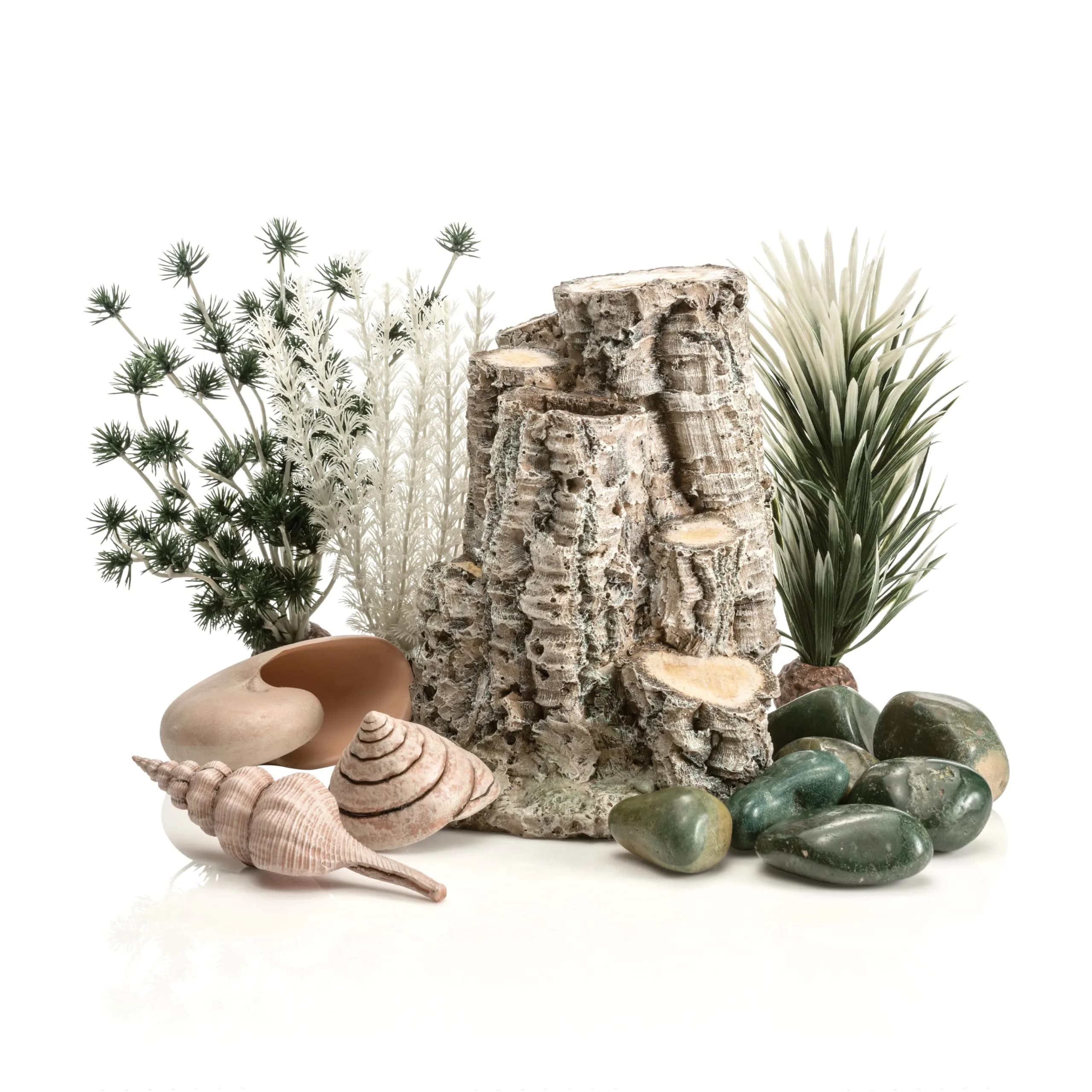 biOrb Forest Rhythm Décor Set, Silver/Green/Natural, 2.74 kg (6.04 lb) | Fish Friendly Aquarium Ornament - main product image