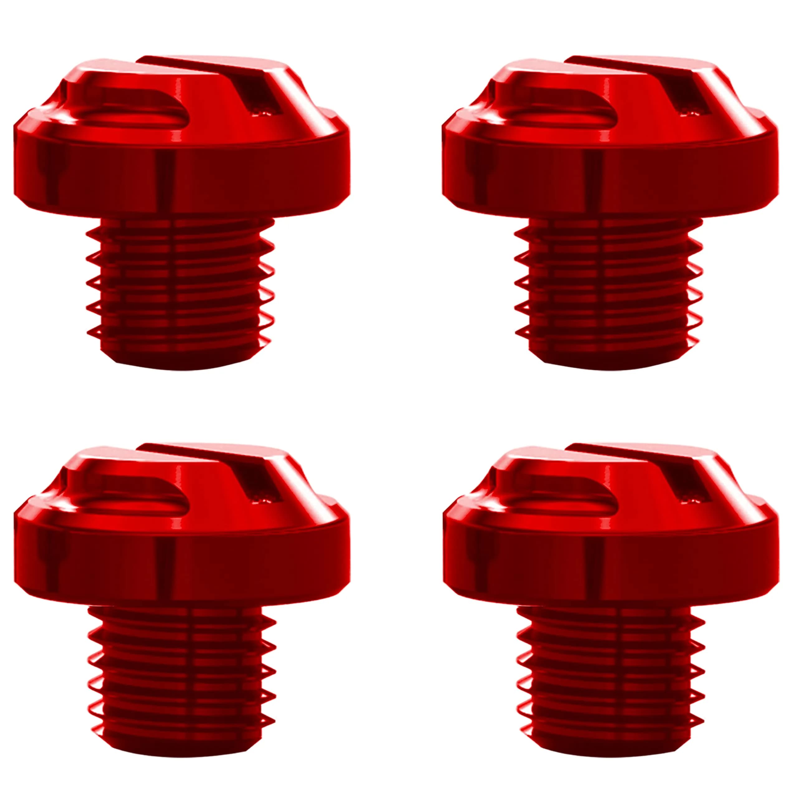 AVERZELLA Red M10 Motorcycle Mirror Hole Plugs 4pcs (2 Regular + 2 Reverse) | CNC Aluminum Anodized Finish - main product image