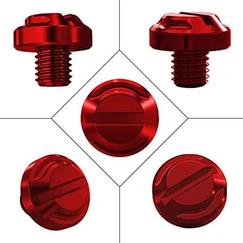 AVERZELLA Red M10 Motorcycle Mirror Hole Plugs 4pcs (2 Regular + 2 Reverse) | CNC Aluminum Anodized Finish thumbnail 3