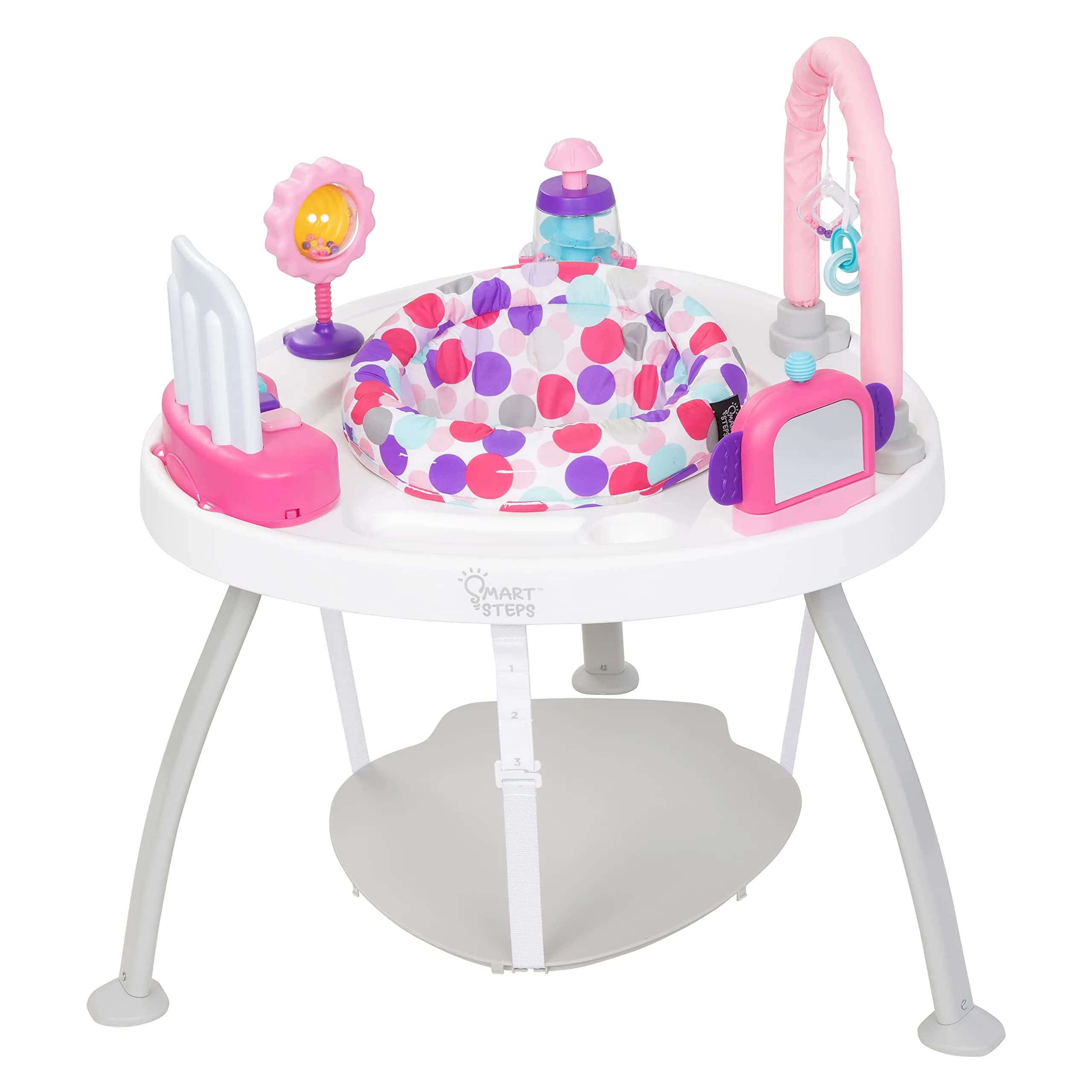 Smart Steps® 3-in-1 Bounce N' Play Activity Center Plus with STEM Learning Toys, Princess Pink | Converts from Activity Center to Flat Table, Supports Baby Development - main product image