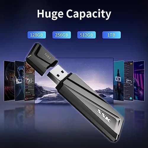 SSK 256GB USB Flash Drive up to 550MB/s USB 3.2 Gen2 Externel Thumb Drive | Fast Data Transfer & Durable Zinc Alloy thumbnail 7