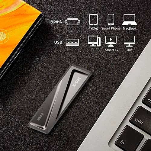 SSK 256GB USB Flash Drive up to 550MB/s USB 3.2 Gen2 Externel Thumb Drive | Fast Data Transfer & Durable Zinc Alloy thumbnail 3