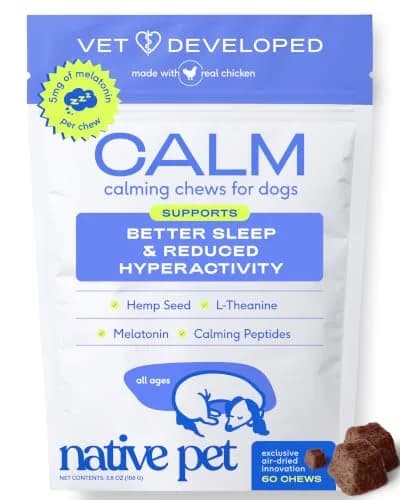 Native Pet Calming Chews for Dogs - Air-Dried Chicken Flavor, 60 Chews | Supports Calmness & Emotional Balance thumbnail 1