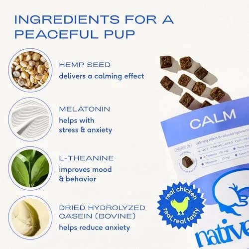 Native Pet Calming Chews for Dogs - Air-Dried Chicken Flavor, 60 Chews | Supports Calmness & Emotional Balance thumbnail 3