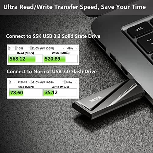 SSK 128GB USB Flash Drive up to 550MB/s USB 3.2 Gen2 | Fast Transfer & Durable Zinc Alloy Shell thumbnail 4