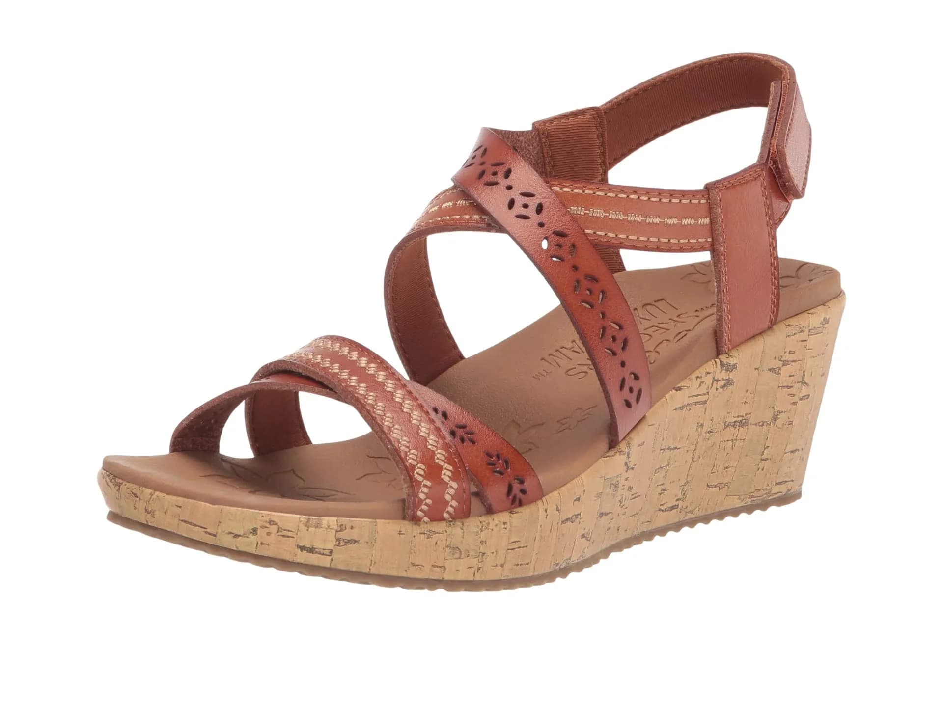 Skechers Women's Cali Beverlee Delicate Glow Wedge Sandals - Luggage, 2.25-inch Heel, 11 M (US) — Luggage / 5.5