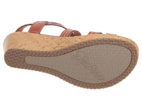 Skechers Women's Cali BEVERLEE - DELICATE GLOW, Luggage, 5.5 M | Stylish vegan wedge sandals with 2.25-inch heel thumbnail 3