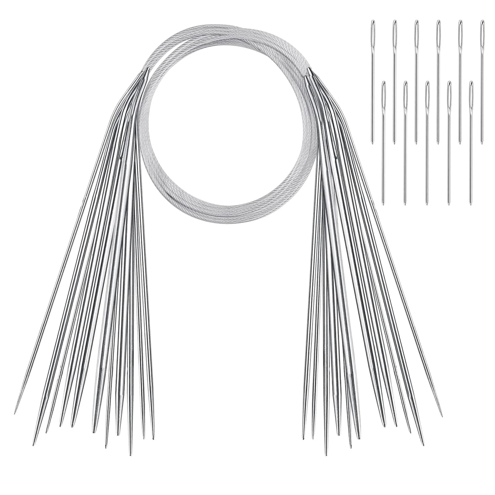 Coowayze Circular Knitting Needles Set, Stainless Steel 32 Inch (80 cm) | 11 Sizes 1.5-5mm Magic Loop