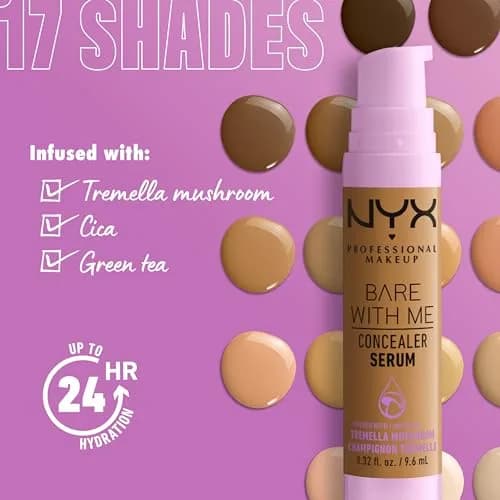NYX PROFESSIONAL MAKEUP Bare With Me Concealer Serum Golden 9.5ml (0.32 Fl Oz) | 24Hr Hydration & Natural Finish thumbnail 5