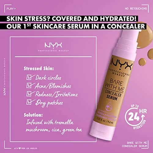 NYX PROFESSIONAL MAKEUP Bare With Me Concealer Serum Golden 9.5ml (0.32 Fl Oz) | 24Hr Hydration & Natural Finish thumbnail 2