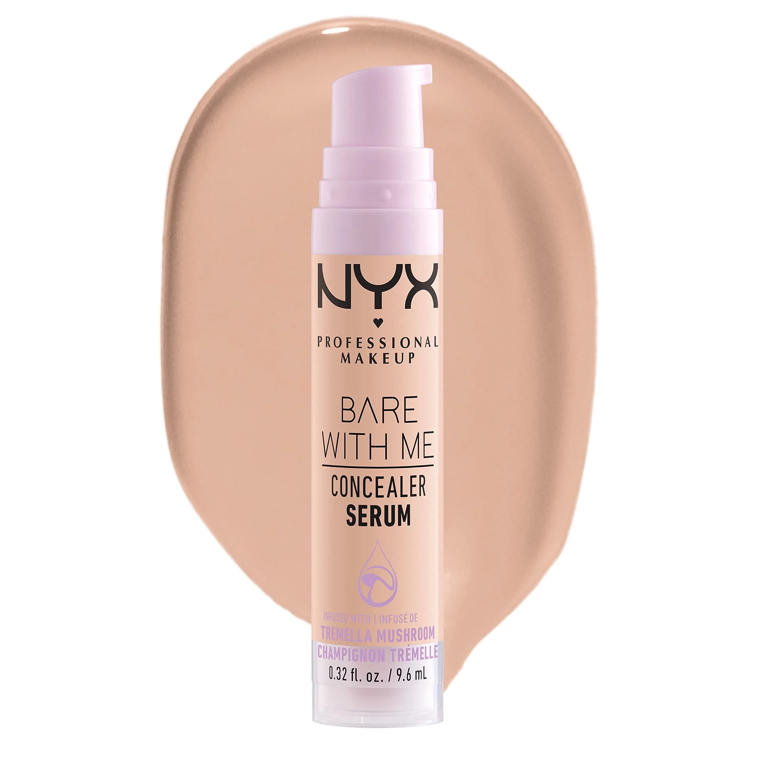 NYX PROFESSIONAL MAKEUP Bare With Me Concealer Serum Golden 9.5ml (0.32 Fl Oz) | 24Hr Hydration & Natural Finish — 02 Light